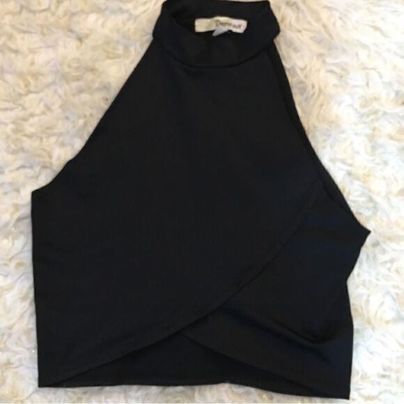 SILKY MICRO RIBBED MESH CHOKER CROP TOP - Picture 2 of 6